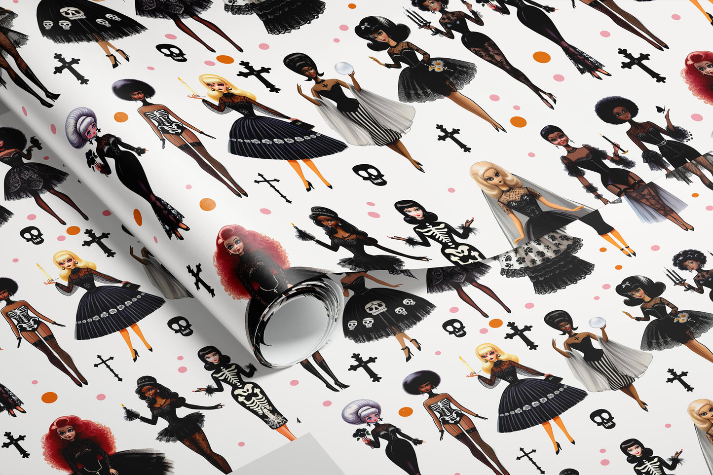 Gothic Fashion Dolls Luxury Wrapping Paper