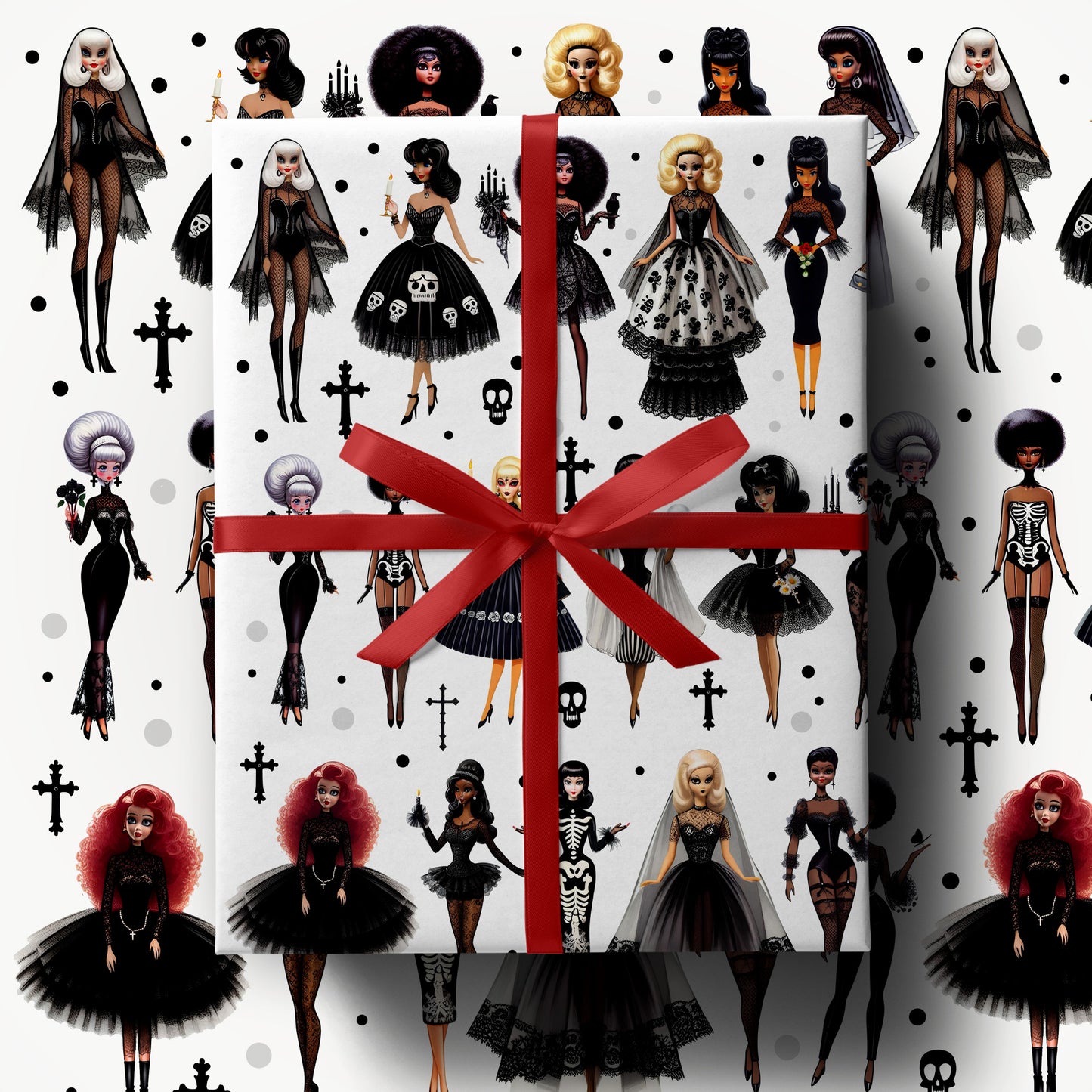 Gothic Fashion Dolls Luxury Wrapping Paper