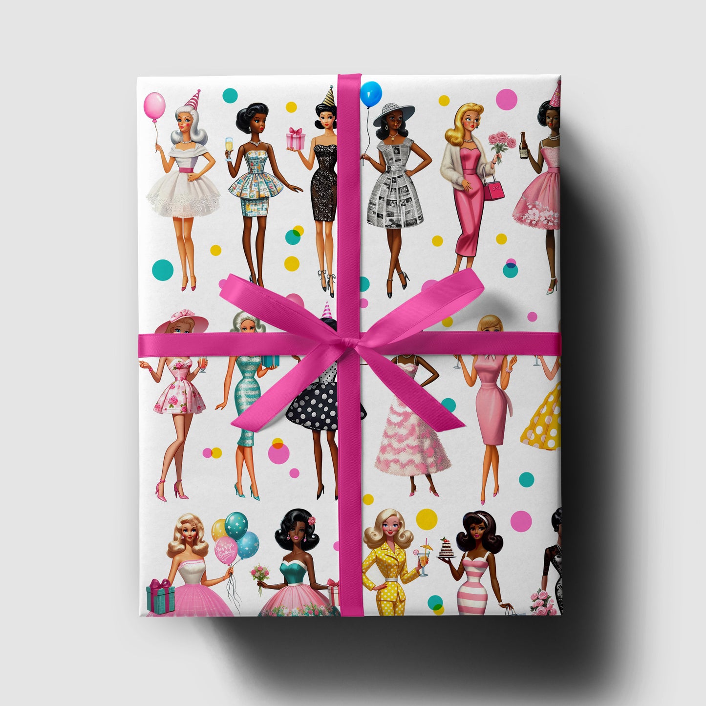 Birthday Fashion Dolls Luxury Wrapping Paper