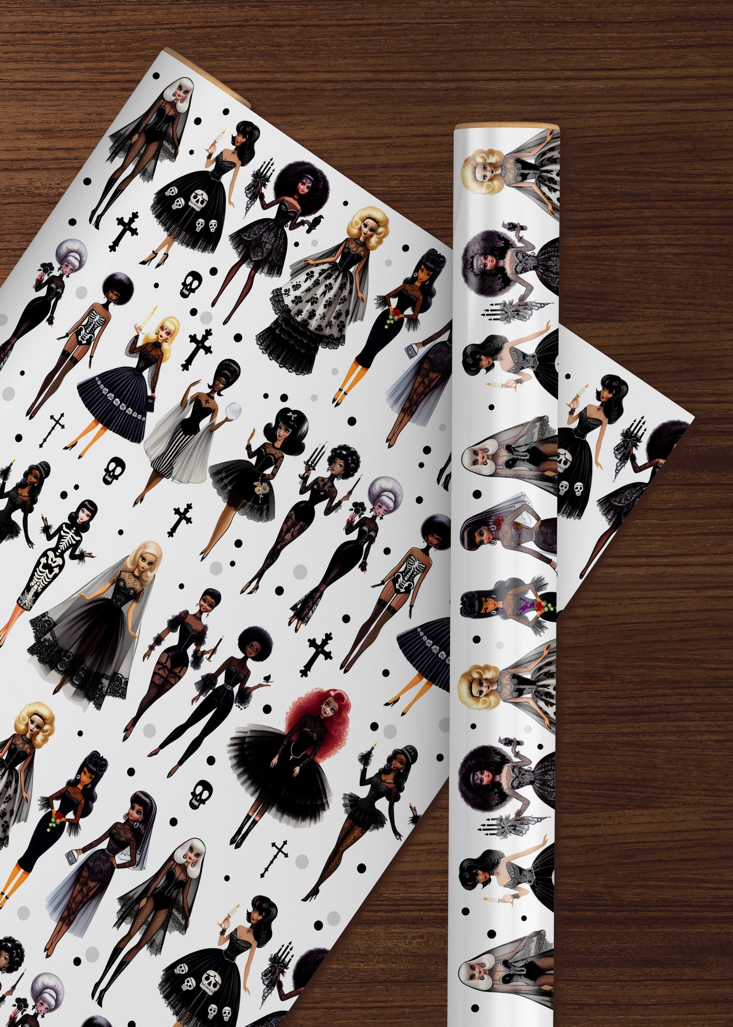 Gothic Fashion Dolls Luxury Wrapping Paper