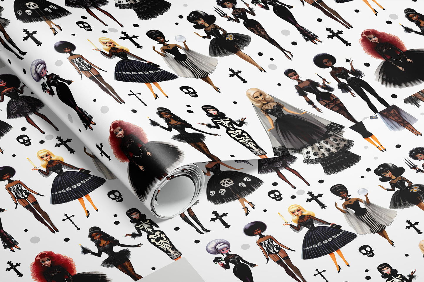 Gothic Fashion Dolls Luxury Wrapping Paper