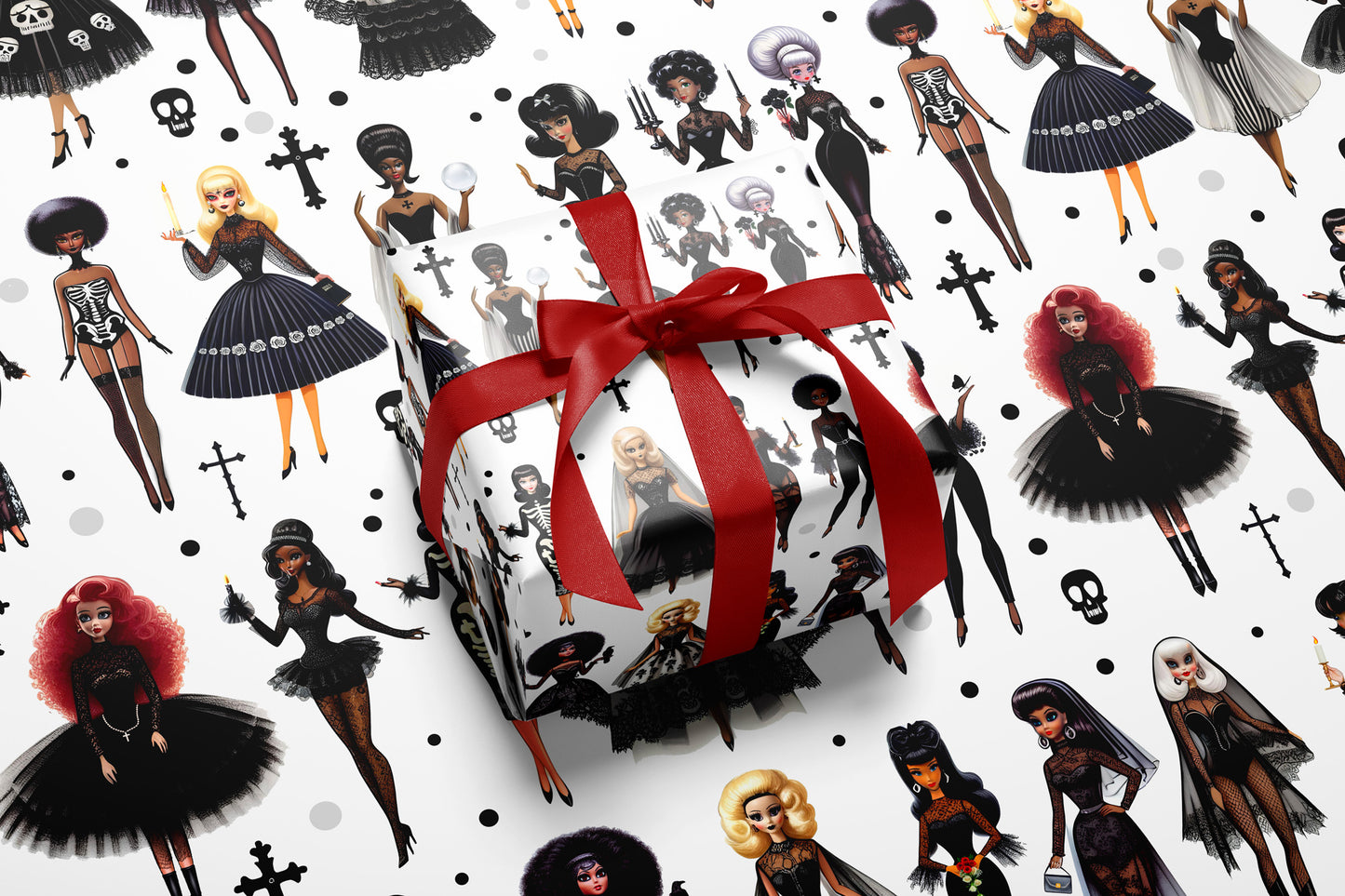 Gothic Fashion Dolls Luxury Wrapping Paper