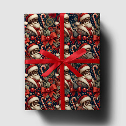 Black Santa Luxury Wrapping Paper